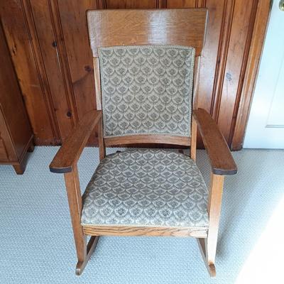 LOT 135: Mission-Style Oak Rocking Chair