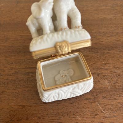 LOT 136: Vintage Cobalt Blue Vase, Lenox Elephant Trinket Boxes, Floral Wall Picture Frames