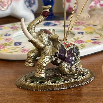 LOT 136: Vintage Cobalt Blue Vase, Lenox Elephant Trinket Boxes, Floral Wall Picture Frames