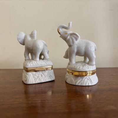 LOT 136: Vintage Cobalt Blue Vase, Lenox Elephant Trinket Boxes, Floral Wall Picture Frames