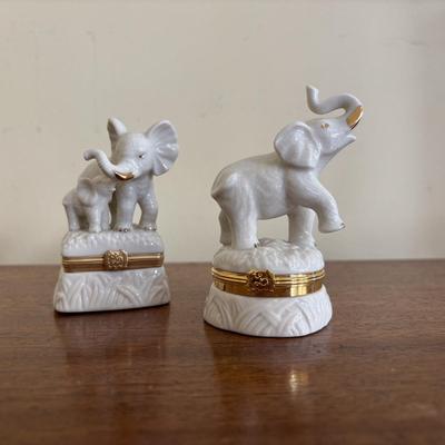 LOT 136: Vintage Cobalt Blue Vase, Lenox Elephant Trinket Boxes, Floral Wall Picture Frames