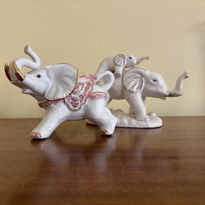 LOT 136: Vintage Cobalt Blue Vase, Lenox Elephant Trinket Boxes, Floral Wall Picture Frames