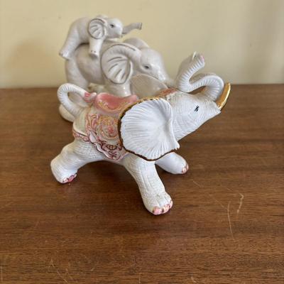 LOT 136: Vintage Cobalt Blue Vase, Lenox Elephant Trinket Boxes, Floral Wall Picture Frames