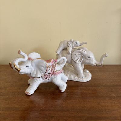 LOT 136: Vintage Cobalt Blue Vase, Lenox Elephant Trinket Boxes, Floral Wall Picture Frames