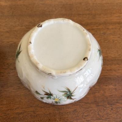 LOT 137: Crystal Perfume Bottles, Vintage Ladies Gloves Porcelain Hair Receiver, Vintage Style Magnifying Glass w/Stone Handle