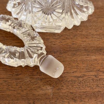 LOT 137: Crystal Perfume Bottles, Vintage Ladies Gloves Porcelain Hair Receiver, Vintage Style Magnifying Glass w/Stone Handle