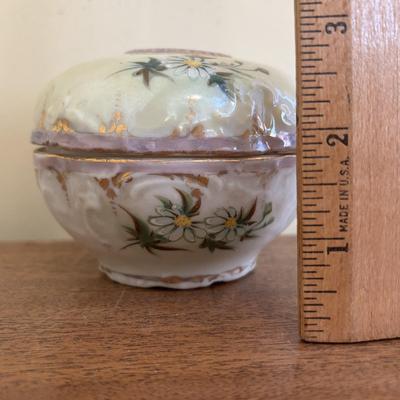 LOT 137: Crystal Perfume Bottles, Vintage Ladies Gloves Porcelain Hair Receiver, Vintage Style Magnifying Glass w/Stone Handle