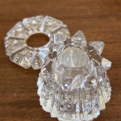 LOT 137: Crystal Perfume Bottles, Vintage Ladies Gloves Porcelain Hair Receiver, Vintage Style Magnifying Glass w/Stone Handle