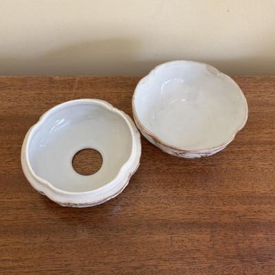 LOT 137: Crystal Perfume Bottles, Vintage Ladies Gloves Porcelain Hair Receiver, Vintage Style Magnifying Glass w/Stone Handle