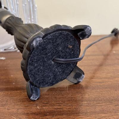 LOT 138: Victorian Style Table Lamp w/Glass & Beaded Shade, Miniature Teapot Collectibles