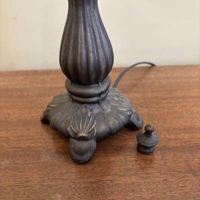 LOT 138: Victorian Style Table Lamp w/Glass & Beaded Shade, Miniature Teapot Collectibles