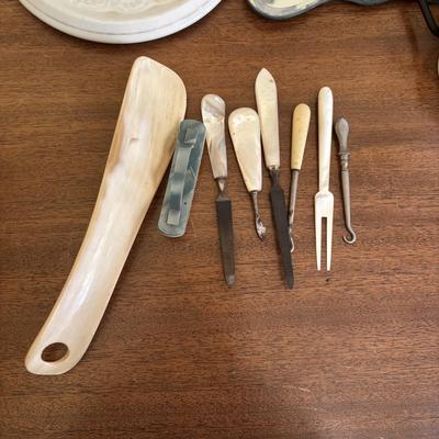 LOT 139: Vintage Manicuring Tools w/Mother of Pearl Handles, the Burr McIntosh Monthly, Postcards, Macy's Ladies Hat & More