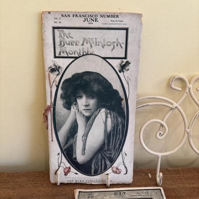 LOT 139: Vintage Manicuring Tools w/Mother of Pearl Handles, the Burr McIntosh Monthly, Postcards, Macy's Ladies Hat & More