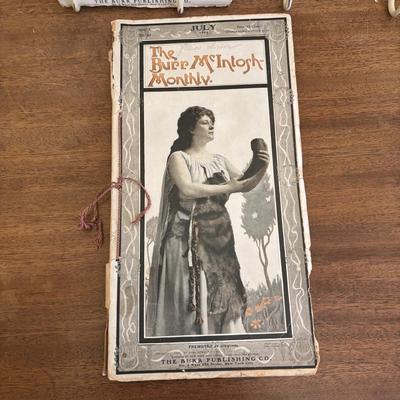 LOT 139: Vintage Manicuring Tools w/Mother of Pearl Handles, the Burr McIntosh Monthly, Postcards, Macy's Ladies Hat & More