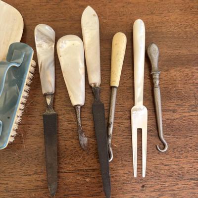 LOT 139: Vintage Manicuring Tools w/Mother of Pearl Handles, the Burr McIntosh Monthly, Postcards, Macy's Ladies Hat & More