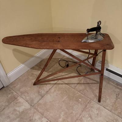 LOT 142: Vintage Wooden Childs Ironing Table, Reliable Toy Co, Telephone, Vintage Universal Electric Iron, Kindness & Purpose Print...