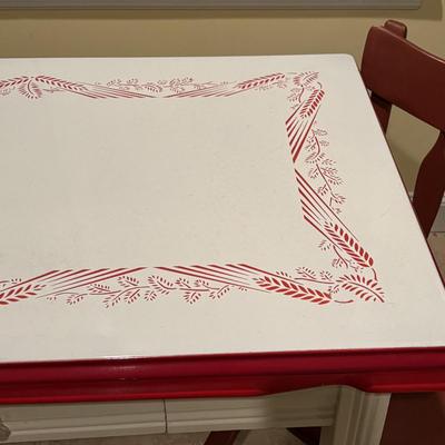 LOT 143: Vintage Enamel Top Table w/Two Side-out Extensions