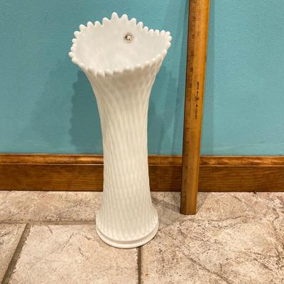 LOT 164: Westmoreland Milk Glass Vase with Small Hobnail Milk Glass Cream and Sugar Bowls