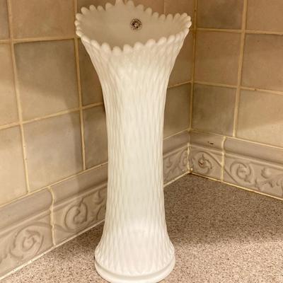 LOT 164: Westmoreland Milk Glass Vase with Small Hobnail Milk Glass Cream and Sugar Bowls