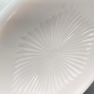 LOT 164: Westmoreland Milk Glass Vase with Small Hobnail Milk Glass Cream and Sugar Bowls