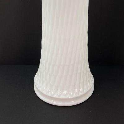 LOT 164: Westmoreland Milk Glass Vase with Small Hobnail Milk Glass Cream and Sugar Bowls