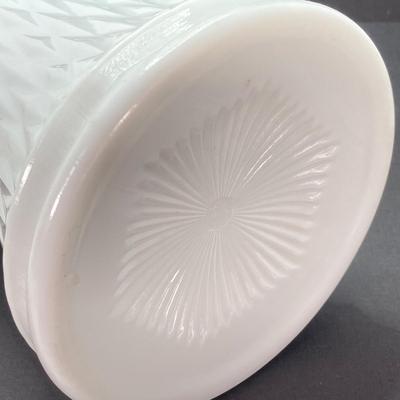 LOT 164: Westmoreland Milk Glass Vase with Small Hobnail Milk Glass Cream and Sugar Bowls