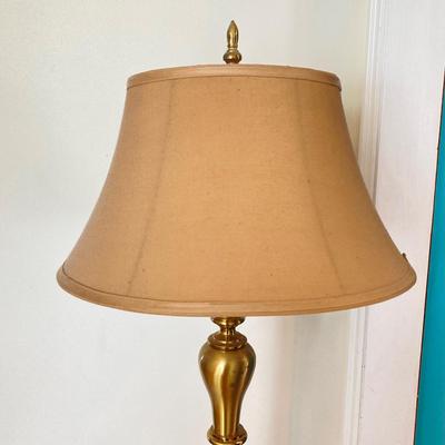 LOT 180: Pair of Brass Lamps - Floor and Table Styles