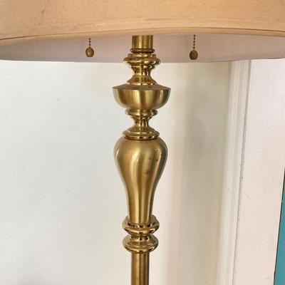 LOT 180: Pair of Brass Lamps - Floor and Table Styles