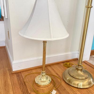 LOT 180: Pair of Brass Lamps - Floor and Table Styles
