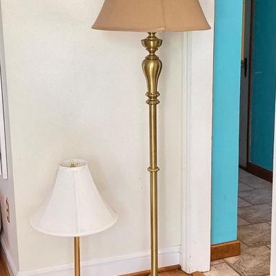 LOT 180: Pair of Brass Lamps - Floor and Table Styles