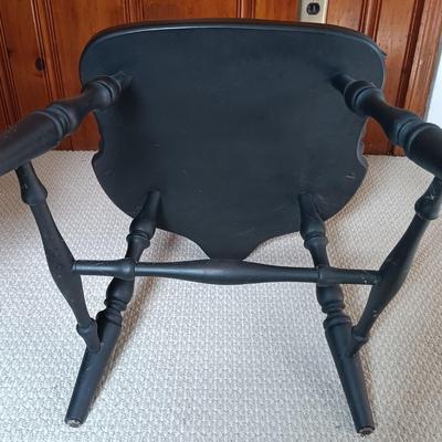 LOT 191: Antique Revolving Side Table with Spindle Back Chair