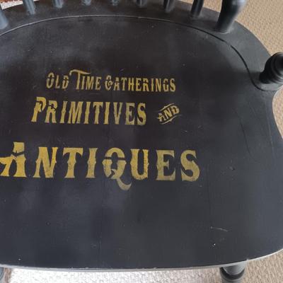 LOT 191: Antique Revolving Side Table with Spindle Back Chair