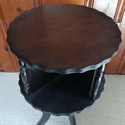 LOT 191: Antique Revolving Side Table with Spindle Back Chair