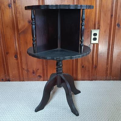 LOT 191: Antique Revolving Side Table with Spindle Back Chair