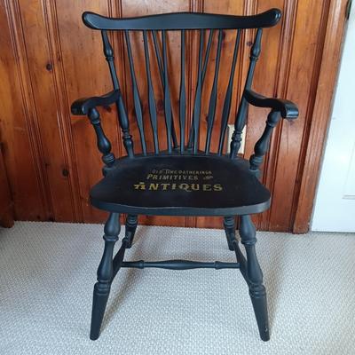 LOT 191: Antique Revolving Side Table with Spindle Back Chair