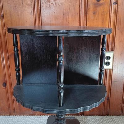 LOT 191: Antique Revolving Side Table with Spindle Back Chair