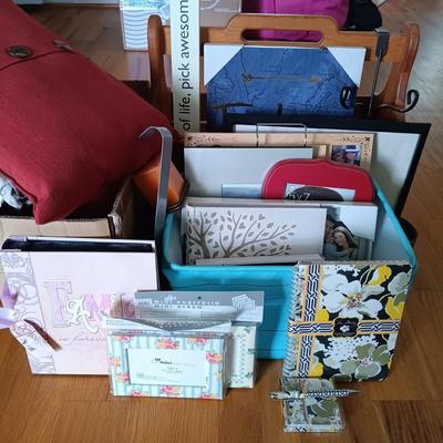 LOT 193: Home Decor Collection - Kate Spade Writing Set, William Sonoma Throw Pillows, Photo Albums & More