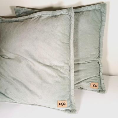 LOT 194: Set of (2) Ugg Light Green Micro Plush Pillows