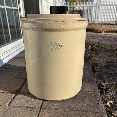 LOT 221: Vintage 6-gallon Crock w/Lid
