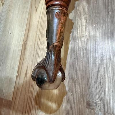 RARE Victorian Metal Cast Claw Glass Ball Bench with NeedlePoint Cushion