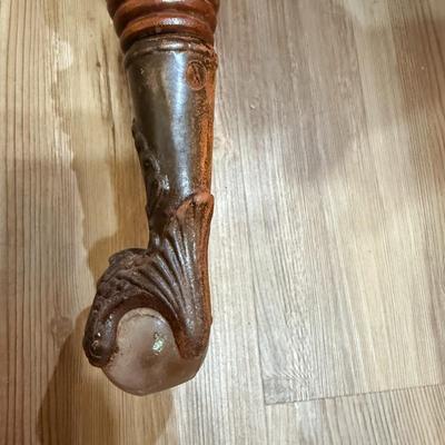 RARE Victorian Metal Cast Claw Glass Ball Bench with NeedlePoint Cushion