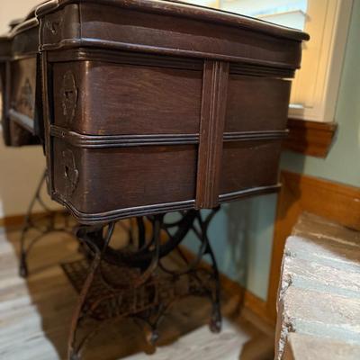 Sewing Cabinet with White Rotary USA Sewing Machine