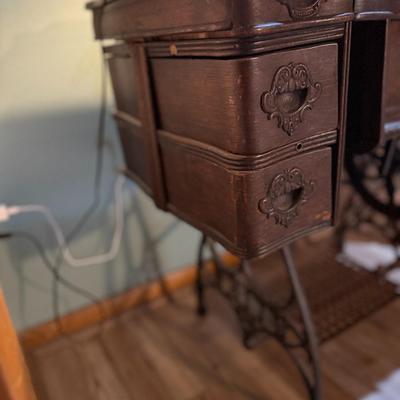 Sewing Cabinet with White Rotary USA Sewing Machine