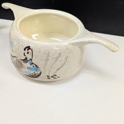 Vintage Red Wing's Bob White Quail Pattern Teapot & Casserole Dishes