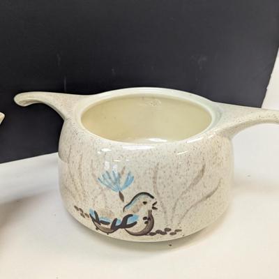 Vintage Red Wing's Bob White Quail Pattern Teapot & Casserole Dishes