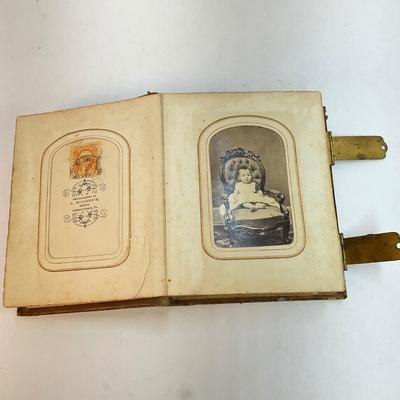 229 Antique Photo Album WIth Many Sepia Photographic Portraits