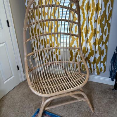 High-Back Rattan Lounge Chair with Cushion (1 of 2)