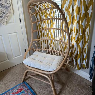 High-Back Rattan Lounge Chair with Cushion (1 of 2)