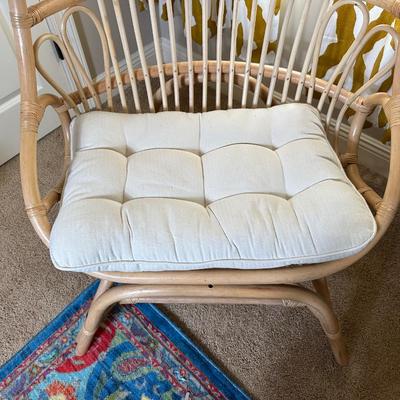 High-Back Rattan Lounge Chair with Cushion (1 of 2)