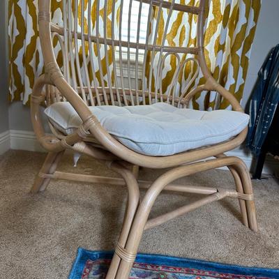 High-Back Rattan Lounge Chair with Cushion (1 of 2)